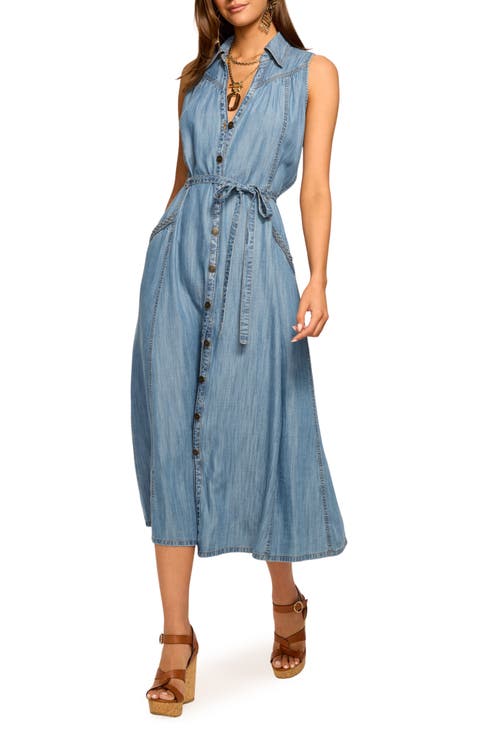 Clover Sleeveless Chambray Shirtdress