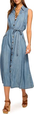Ramy Brook Clover Sleeveless Chambray Shirtdress