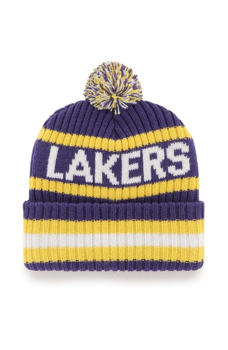 '47 Men's '47  Purple Los Angeles Lakers Bering Cuffed Knit Hat with Pom, Alternate, color, Purple