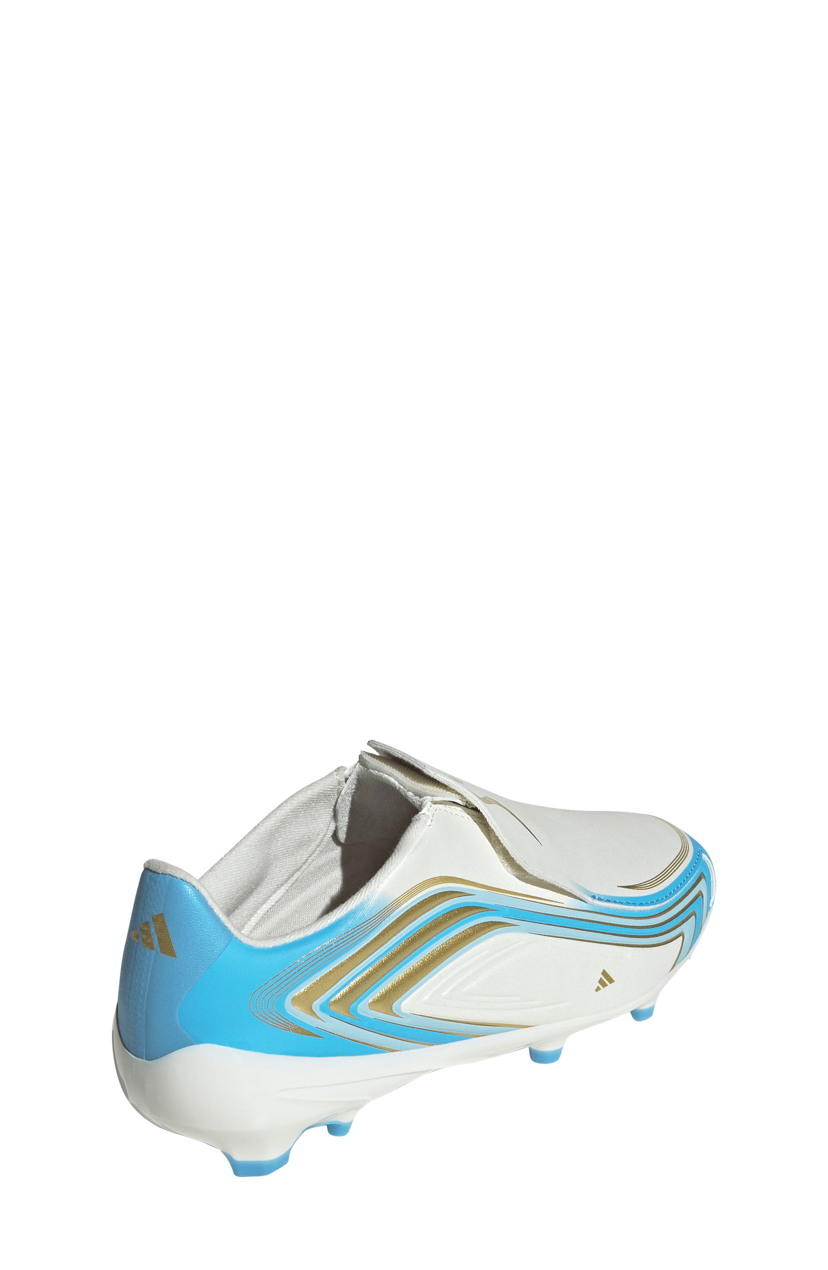 F50 Messi League Laceless Firm Ground Soccer Cleat, Alternate, color, IVORY/ SEMI BLUE / ICEY BLUE