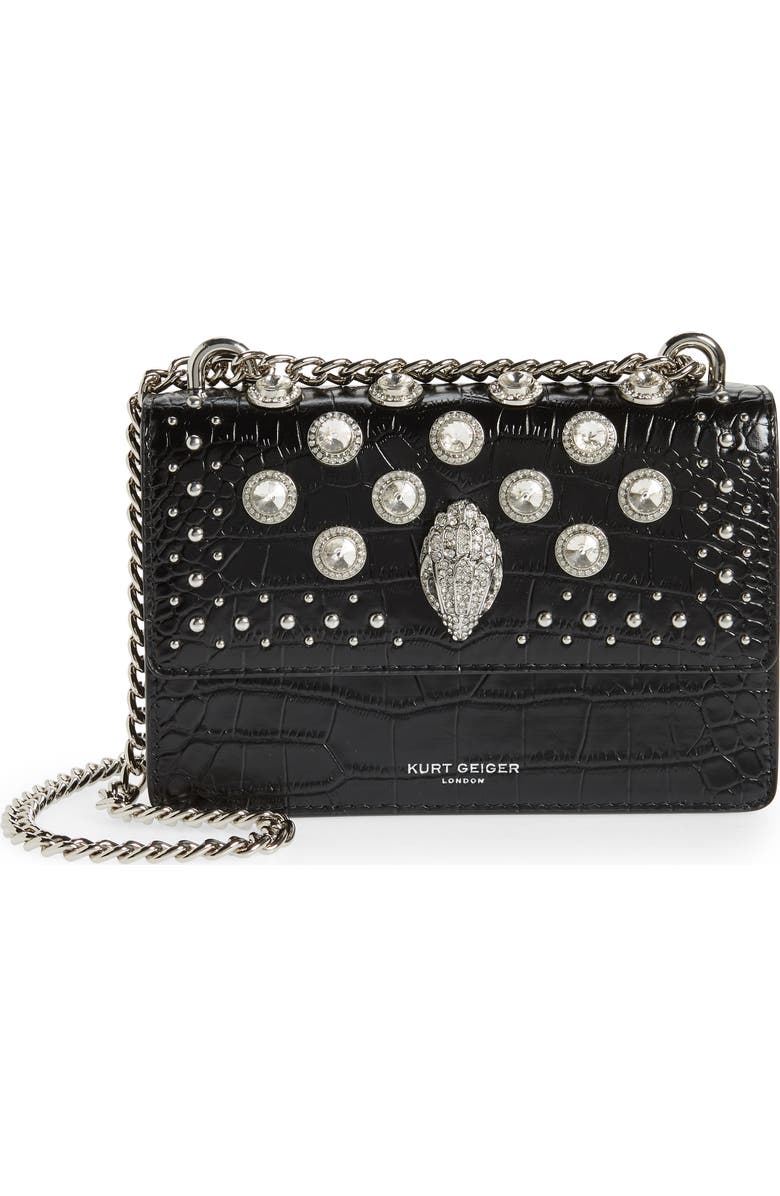 Kurt Geiger London Shoreditch Croc Embossed Leather Crossbody Bag, Main, color,