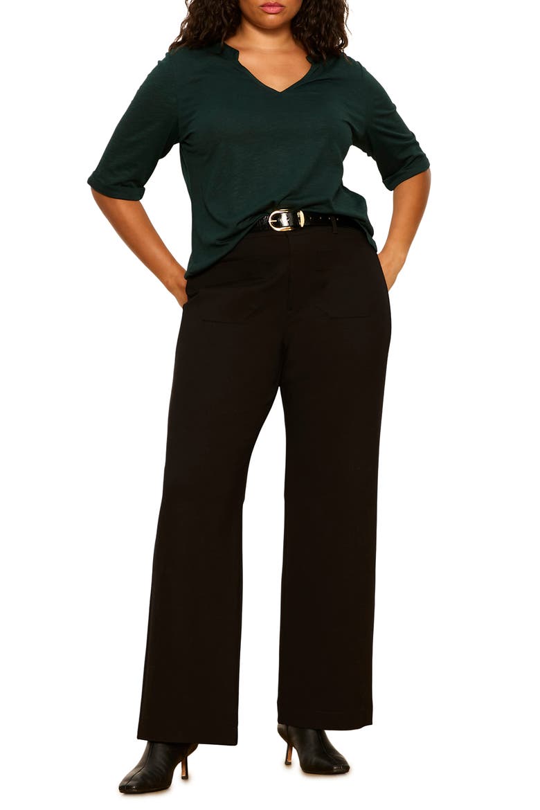 Marine Ponte Straight Leg Pants, Alternate, color, BLACK