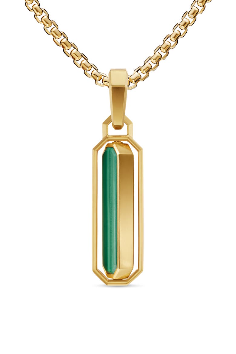Streamline® Inlay Amulet in 18K Yellow Gold, 30.7mm, Alternate, color, GOLD/ MALACHITE/ ONYX