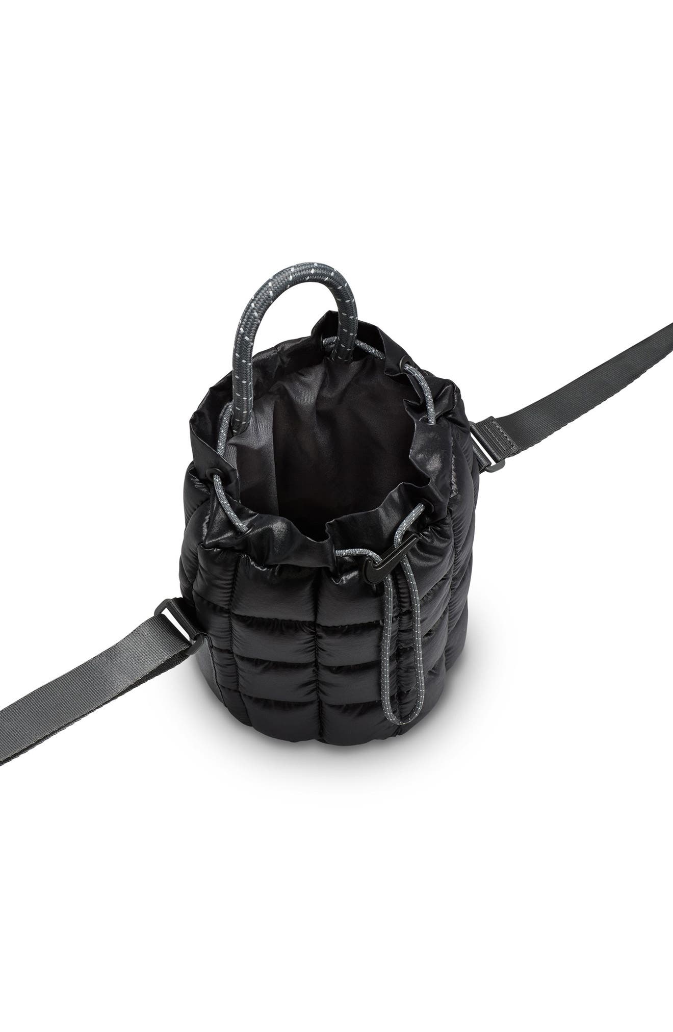 Nike Tiny Puffle Quilted Nylon Tote, Alternate, color, Black/ Iron Grey/ Black