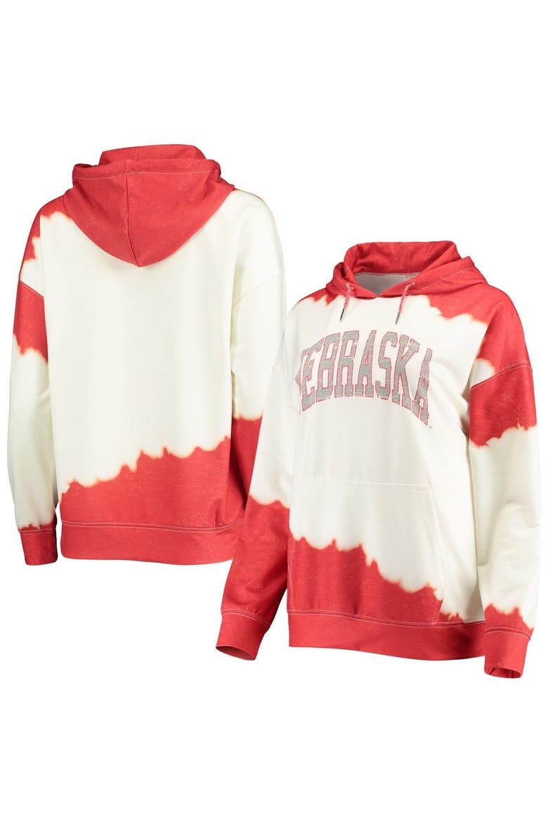 Women's Gameday Couture White/Scarlet Nebraska Huskers For the Fun Double Dip-Dyed Pullover Hoodie, Main, color, White