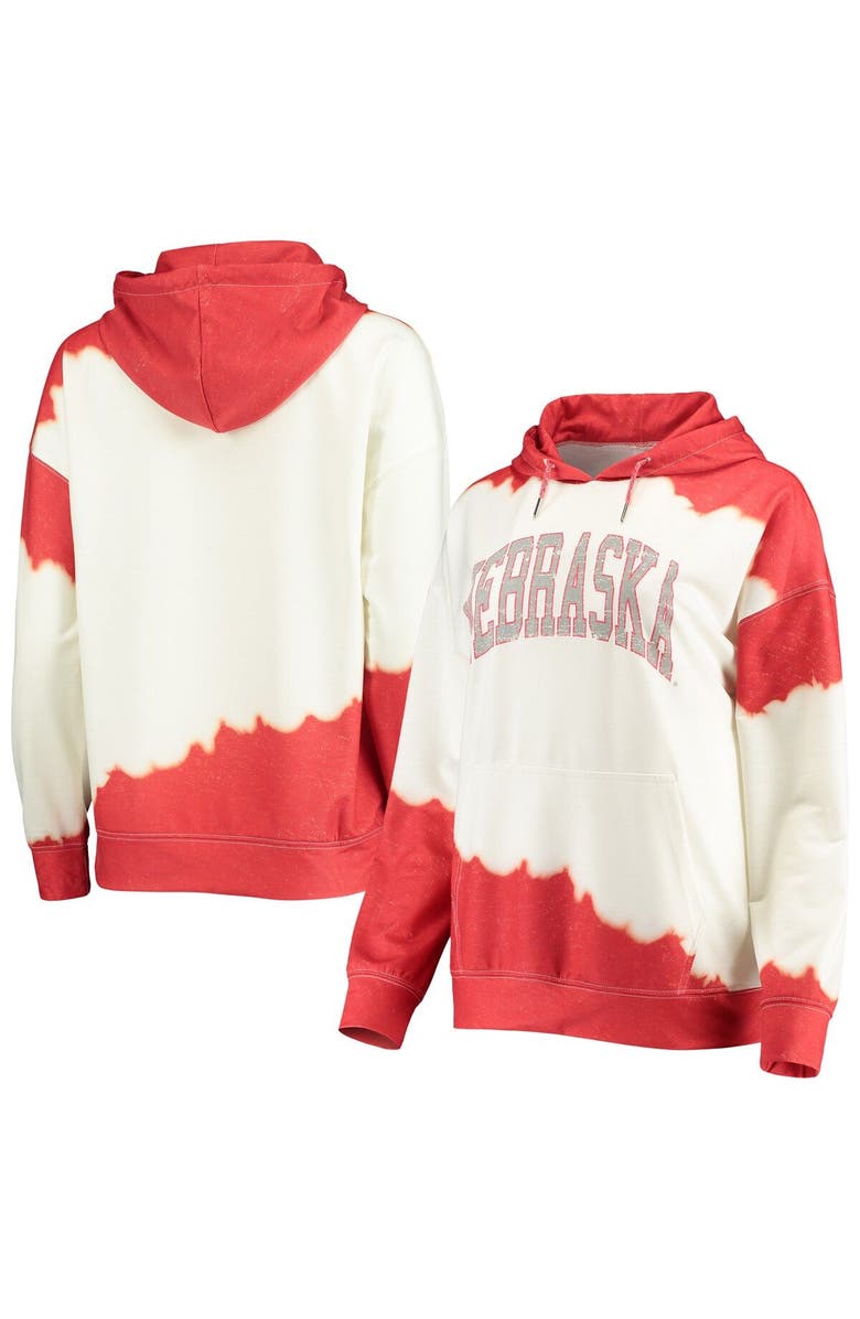 GAMEDAY COUTURE Women's Gameday Couture White/Scarlet Nebraska Huskers For the Fun Double Dip-Dyed Pullover Hoodie, Main, color, White
