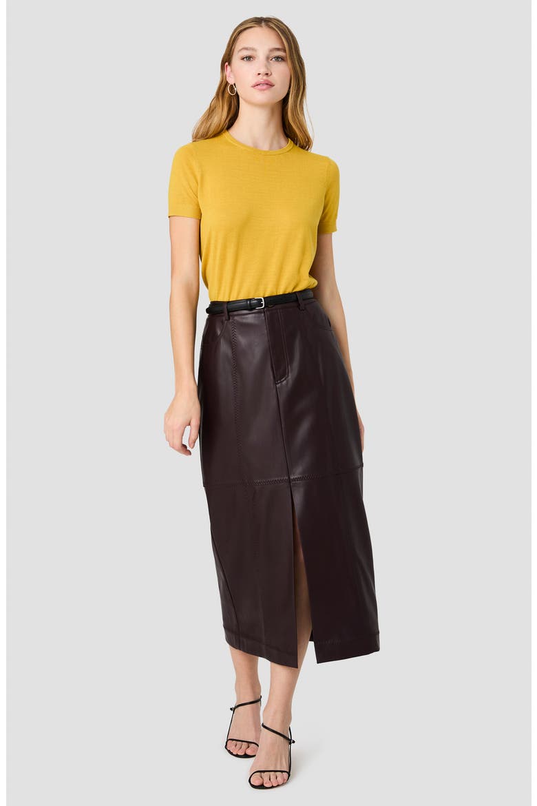 Madeline Faux Leather Midi Skirt, Alternate, color, COCA BROWN