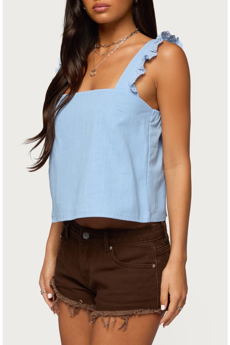 Viviana Ruffle Strap Cotton Tank, Alternate, color, LIGHT-BLUE