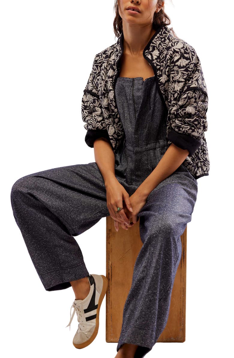 Free People Leonie Herringbone Overalls, Alternate, color, 