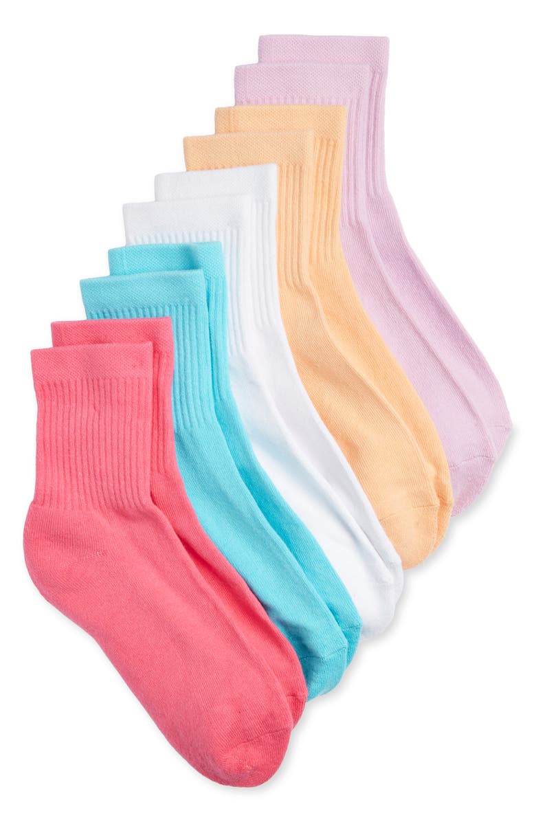 NORDSTROM RACK 5-Pack Assorted Sporty Crew Socks, Main, color, Pink Bright Multi