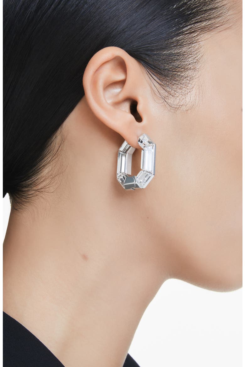 Lucent Hoop Earrings, Alternate, color, WHITE/ SILVER