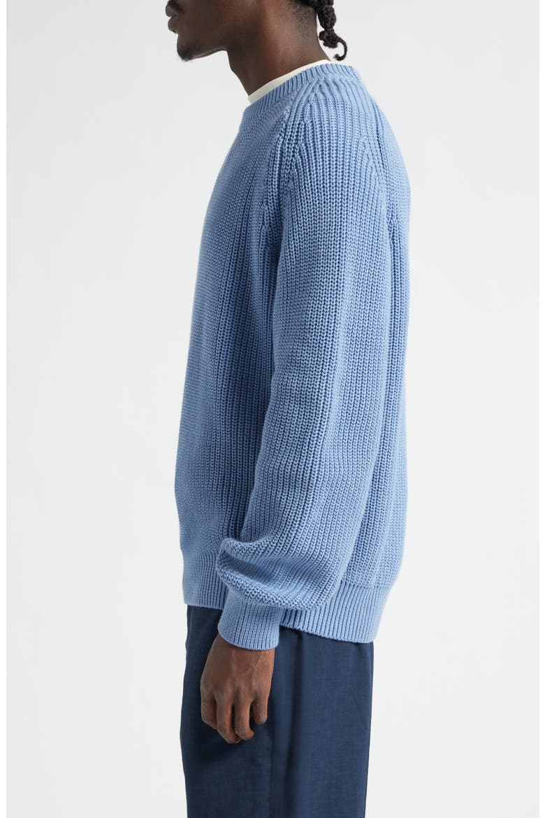 Fisherman Stitch Cotton Sweater, Alternate, color, BABY BLUE