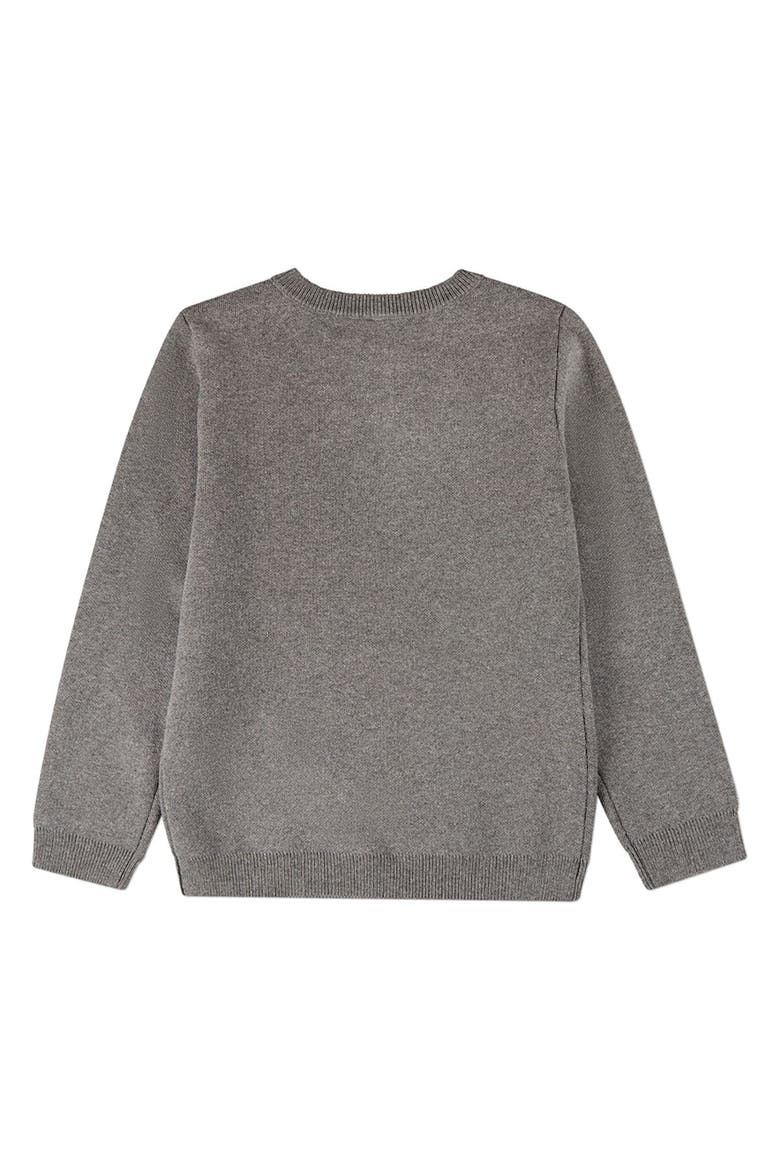 Knit Pullover Crewneck Sweater with Embossed 3D Crest, Alternate, color, Gray