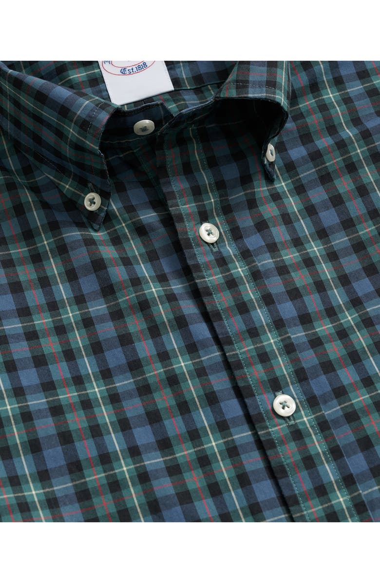 Brooks Brothers Friday Check Cotton Poplin Button-Down Shirt, Alternate, color, Bistro Green Tartan