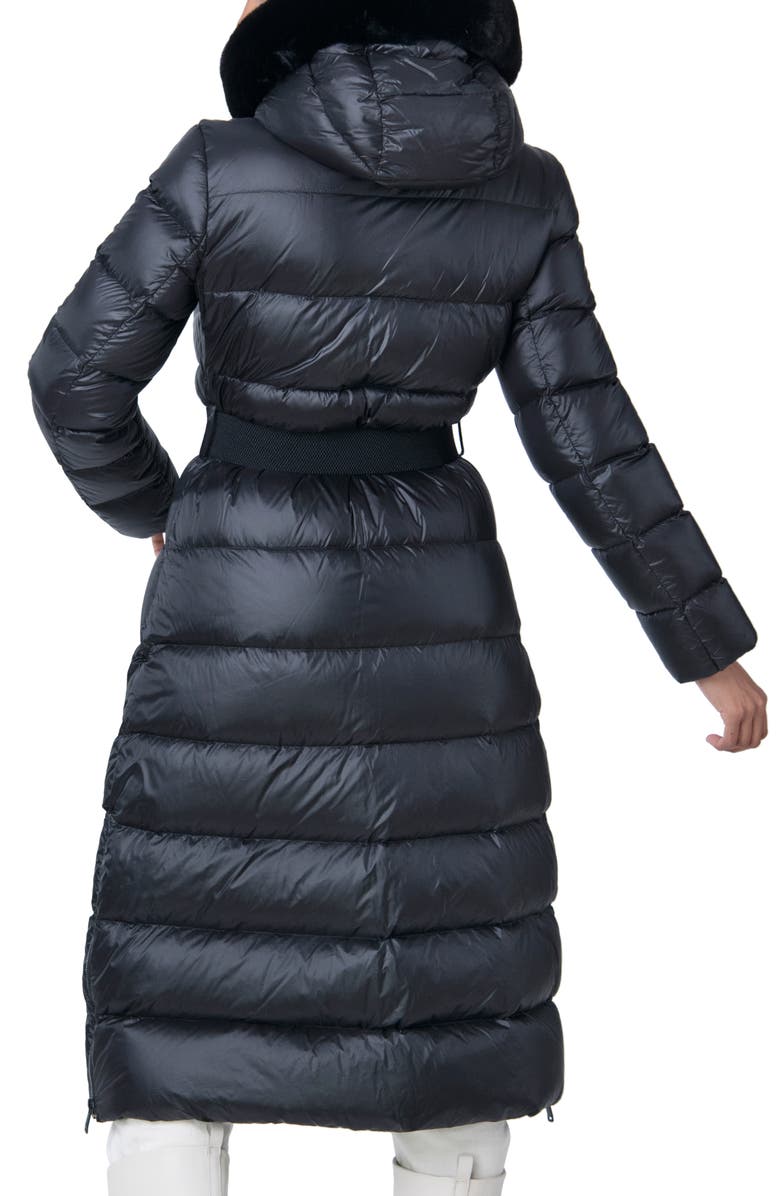 The Recycled Planet Company Romi Belted Faux Fur Trim Water Resistant Puffer Coat, Alternate, color, 