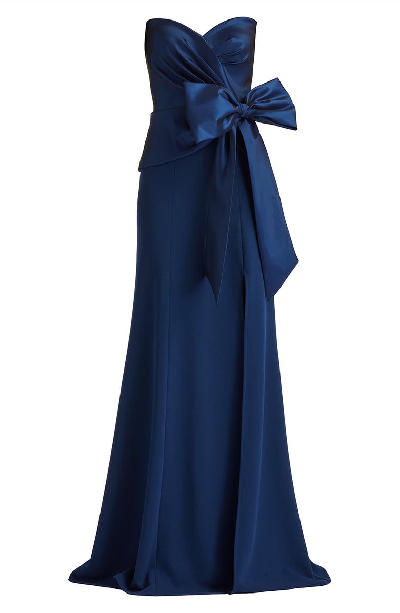 Tadashi Shoji Strapless Stretch Crepe Gown, Alternate, color, Navy