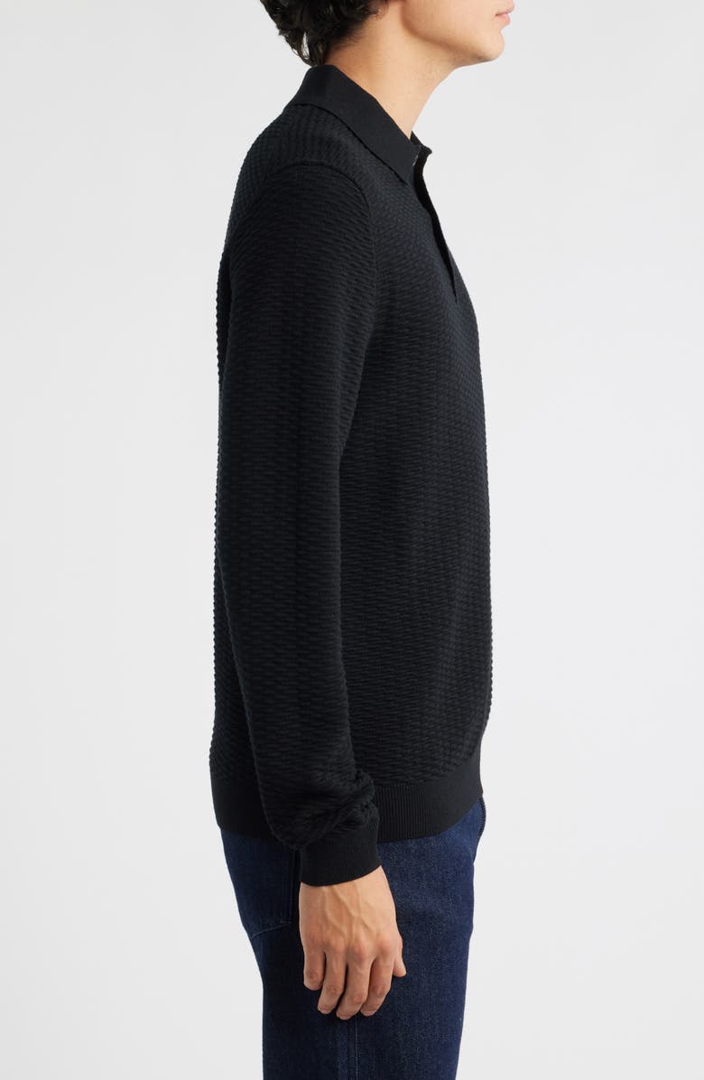 BOSS Diluigi Long Sleeve Virgin Wool Blend Polo Sweater, Alternate, color, Black