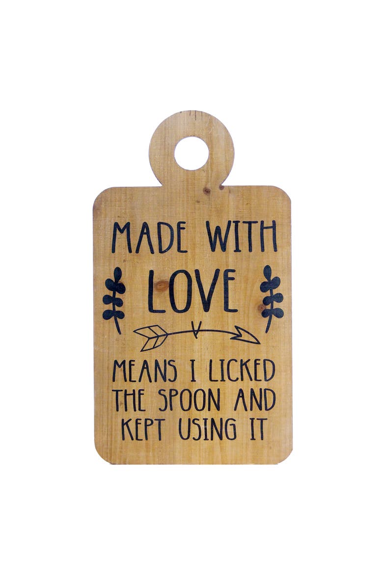 Made With Love Sign, Main, color, Brown
