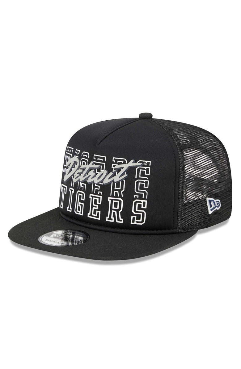 New Era Men's New Era Black Detroit Tigers  Street Team A-Frame Trucker 9FIFTY Snapback Hat, Alternate, color, Black