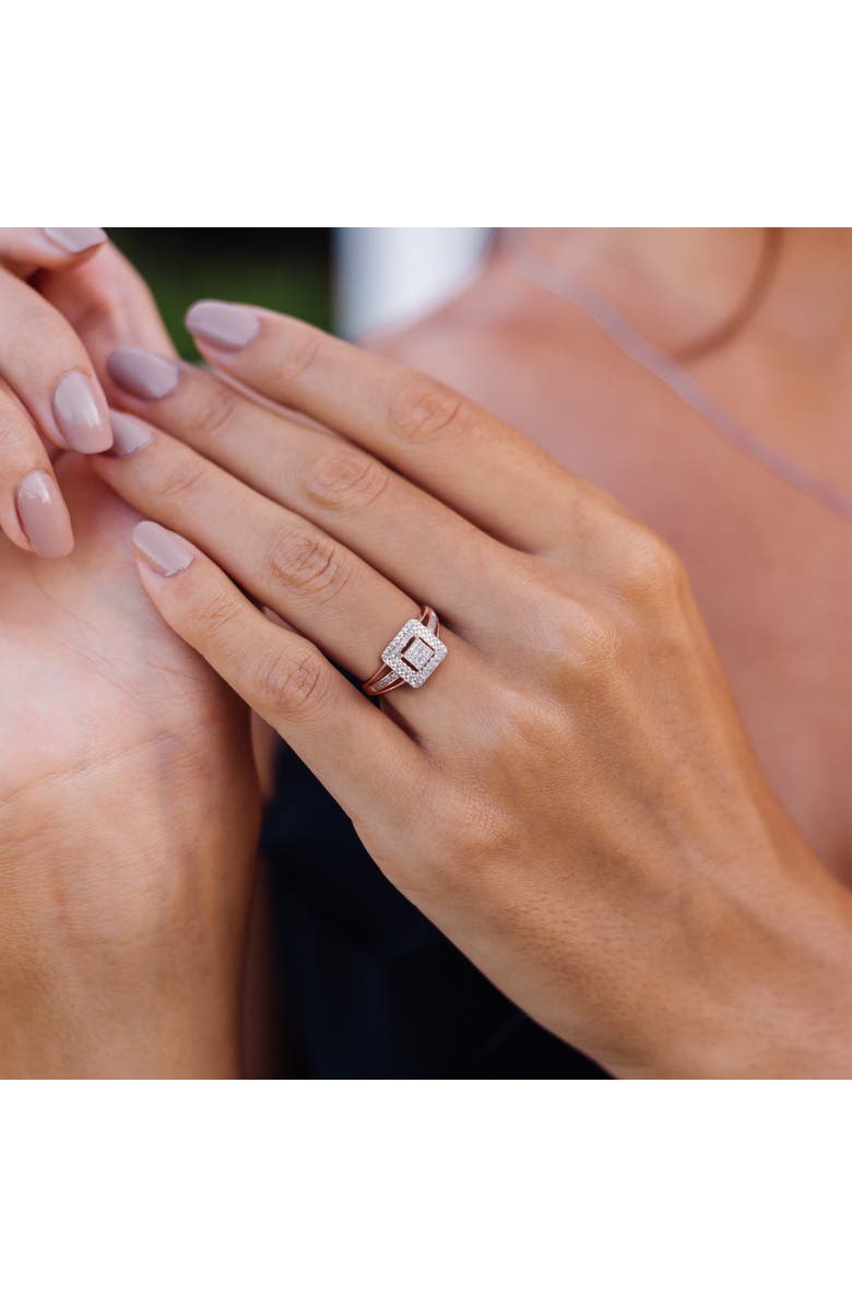 Julianna B. Diamond Cluster Square Split Shank Ring 10k, Alternate, color, 10K Rose Gold