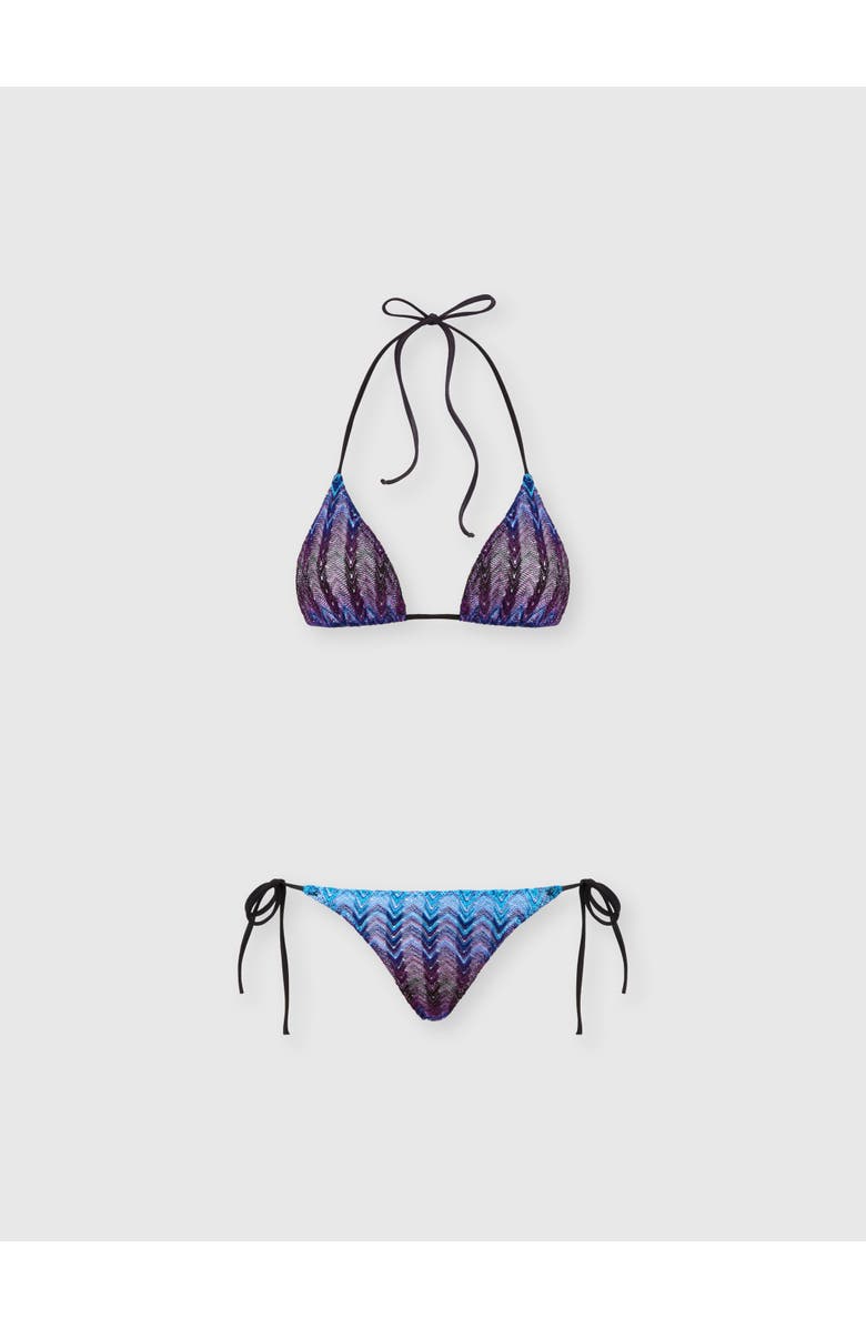 Missoni Viscose And Lamé Chevron-patterned Bikini, Alternate, color, Blue