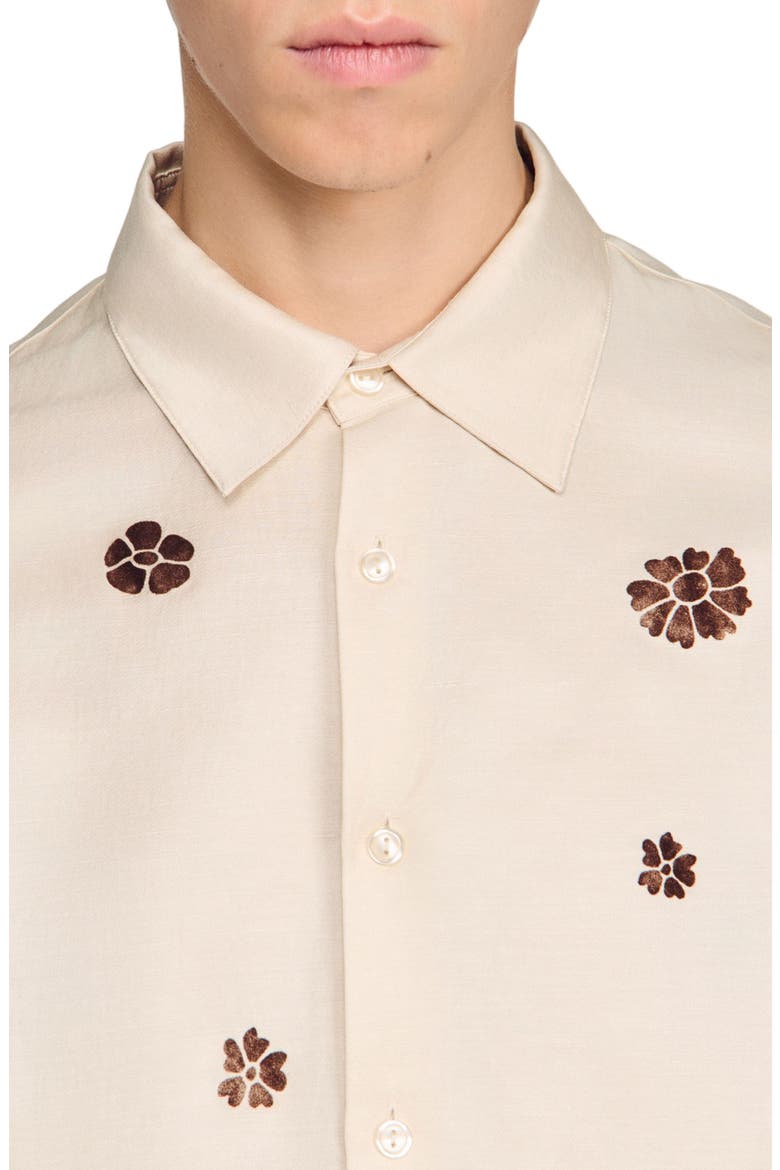 Loose-fit floral shirt, Alternate, color, Ecru