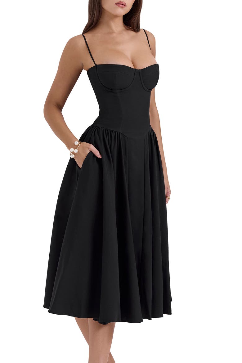 Samaria Underwire Fit & Flare Cocktail Dress, Alternate, color, BLACK
