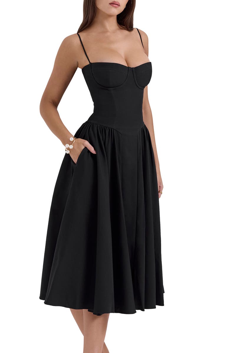 HOUSE OF CB Samaria Underwire Fit & Flare Cocktail Dress, Alternate, color, Black