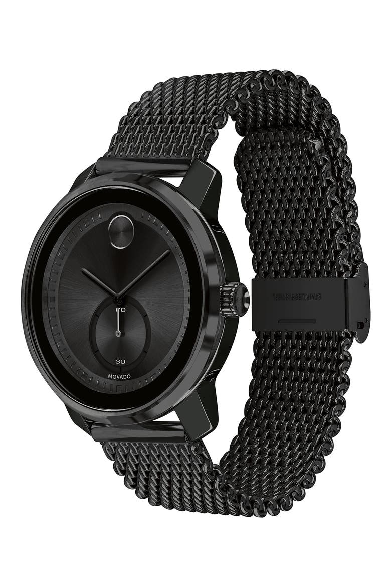 Bold Sport Mesh Strap Watch, 44.5mm, Alternate, color, BLACK
