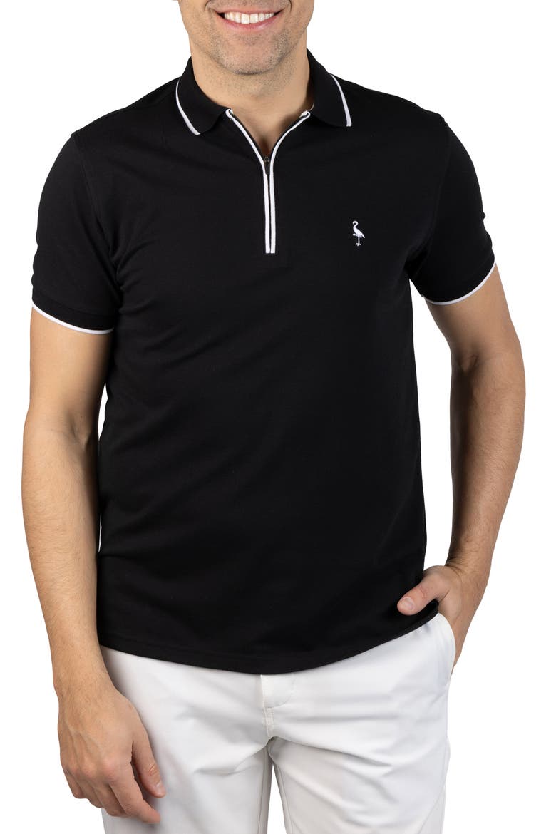 Tipped Piqué Polo, Main, color, BLACK