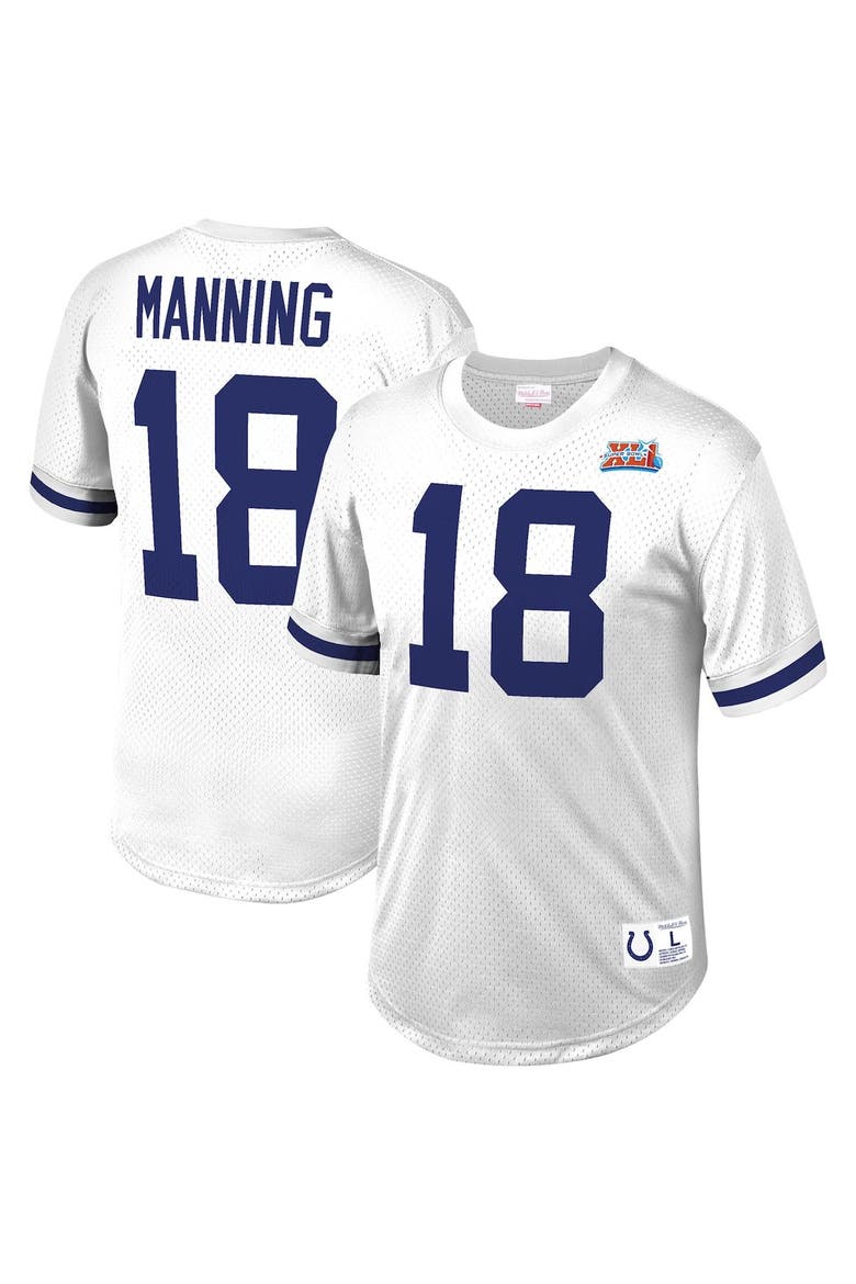 Men's Mitchell & Ness Peyton Manning White Indianapolis Colts Retired Player Name & Number Mesh Top, Main, color, White