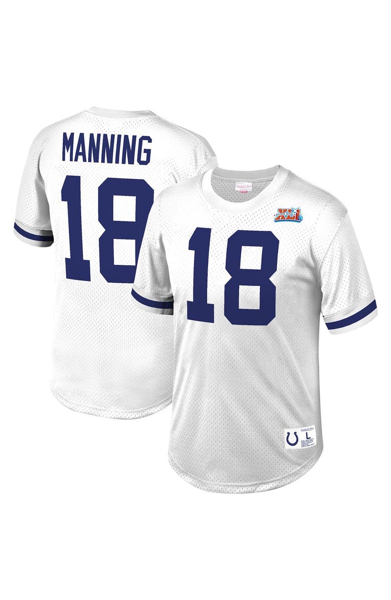 Mitchell & Ness Men's Mitchell & Ness Peyton Manning White Indianapolis Colts Retired Player Name & Number Mesh Top, Main, color, White