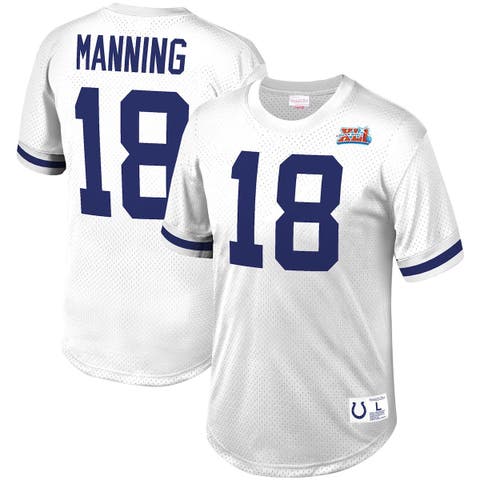 Men's Mitchell & Ness Peyton Manning White Indianapolis Colts Retired Player Name & Number Mesh Top