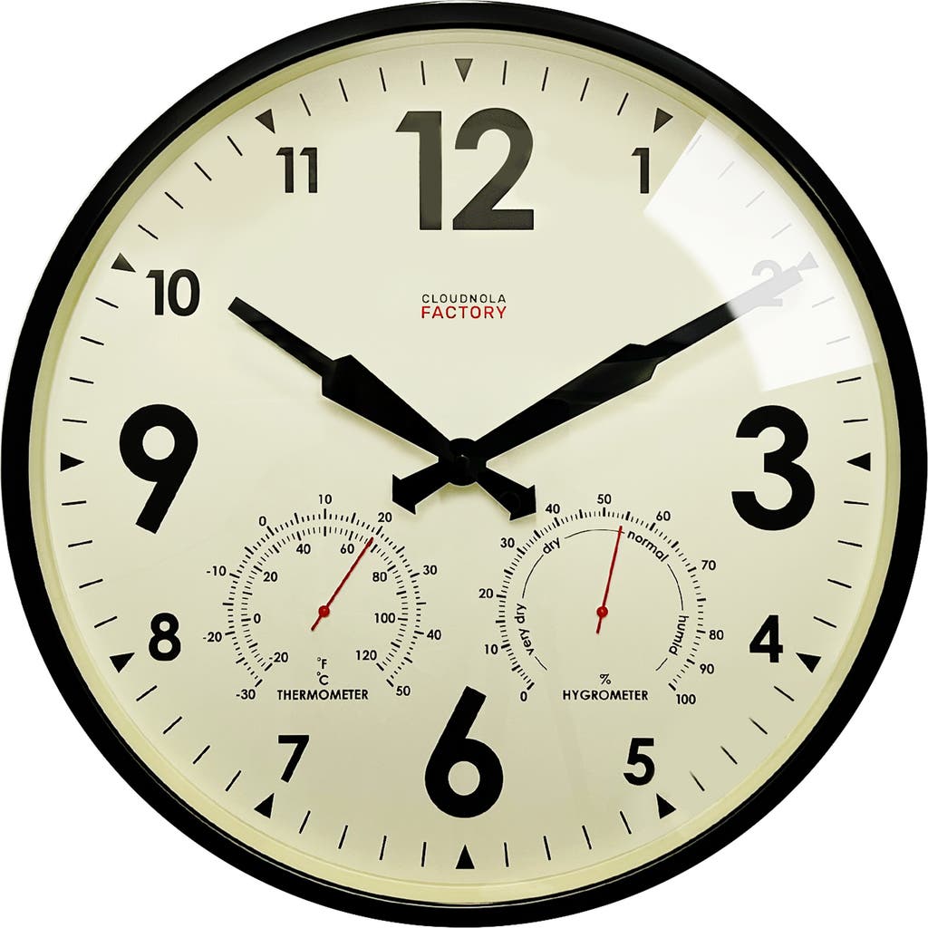 CLOUDNOLA Factory Outdoor Wall Clock & Weather Station in Black  product