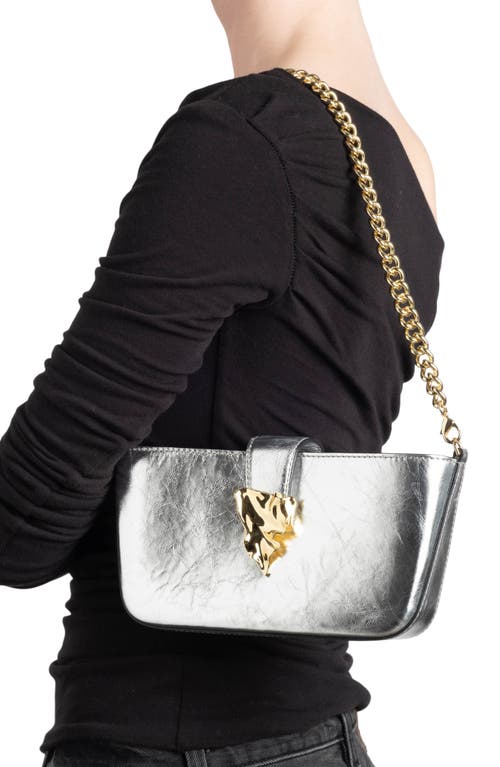Shop Alexis Bittar Crumple Leather Crossbody Bag In Silver