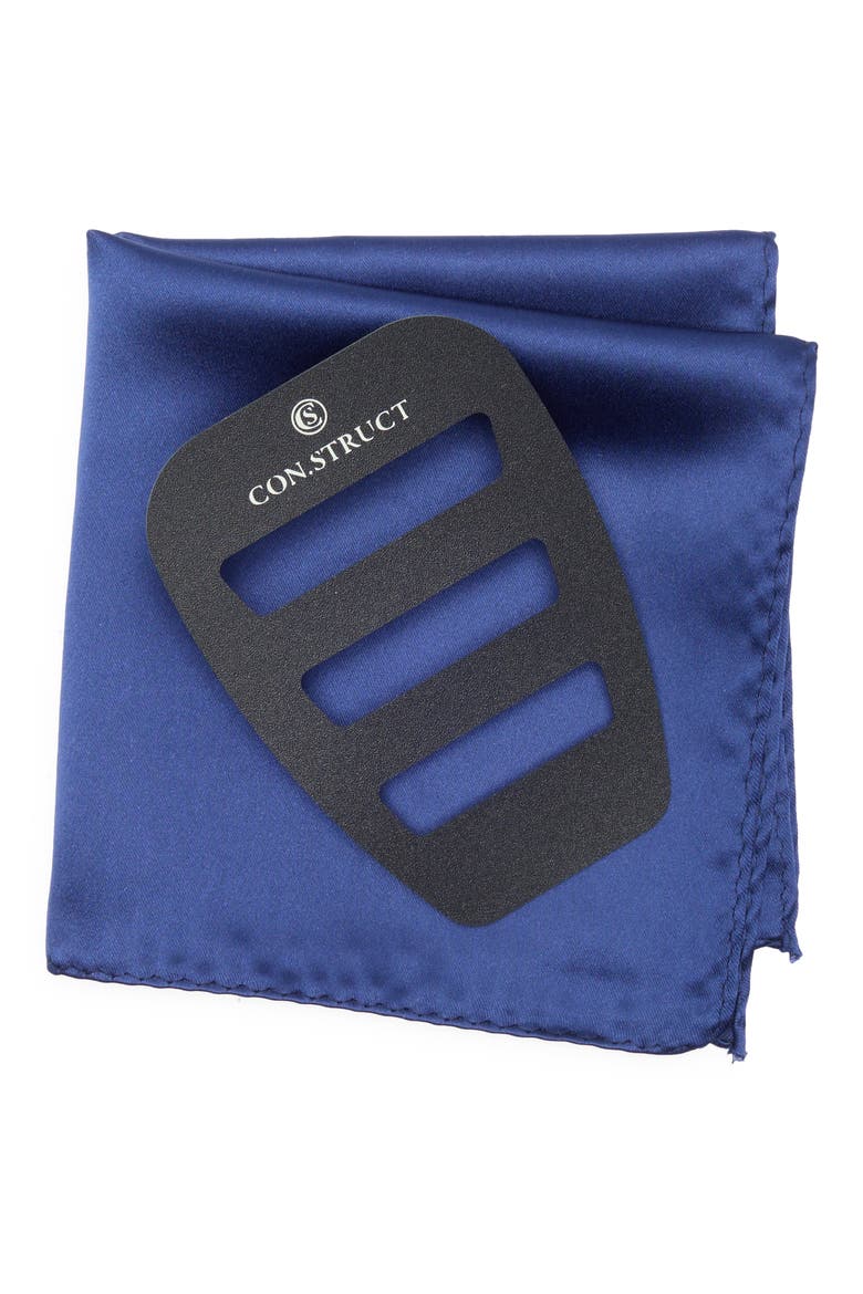 Solid Satin Pocket Square, Alternate, color, BLUEBERRY