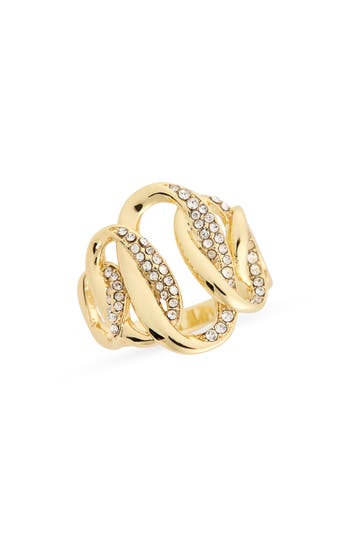 Covet Pavé Cz Oval Link Ring In Gold