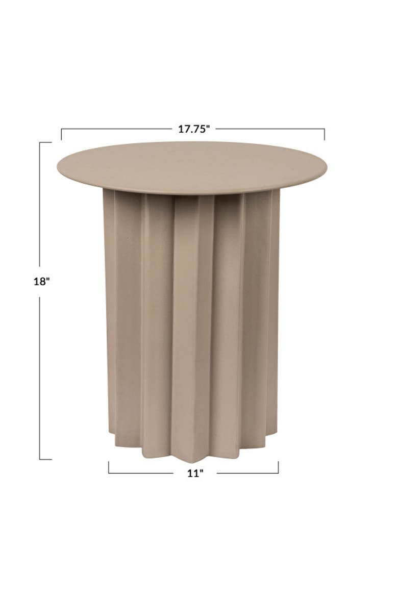 Pleated Metal Side Table, Beige, Alternate, color, Beige