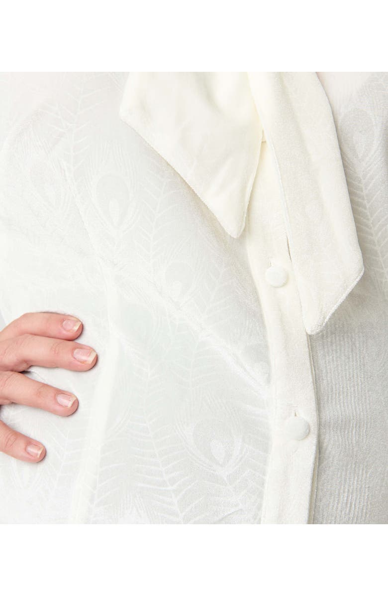 Unique Vintage Plus Size Long Sleeve Neck Tie Gwen Blouse, Alternate, color, Ivory