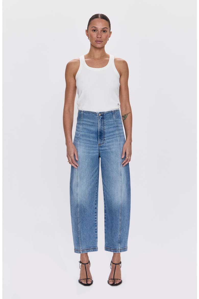 Blair Bandless High Waist Crop Barrel Jeans, Alternate, color, SARDINIA