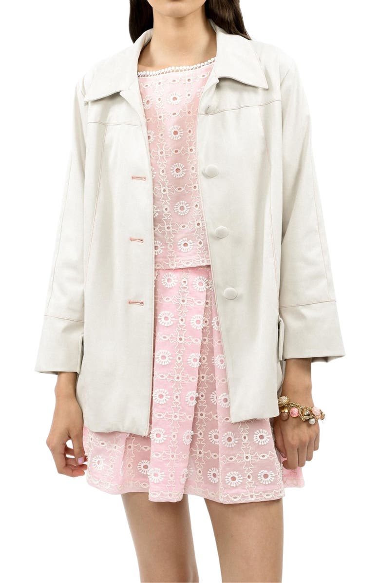 Anna Sui Faux Suede Coat, Alternate, color, Cream