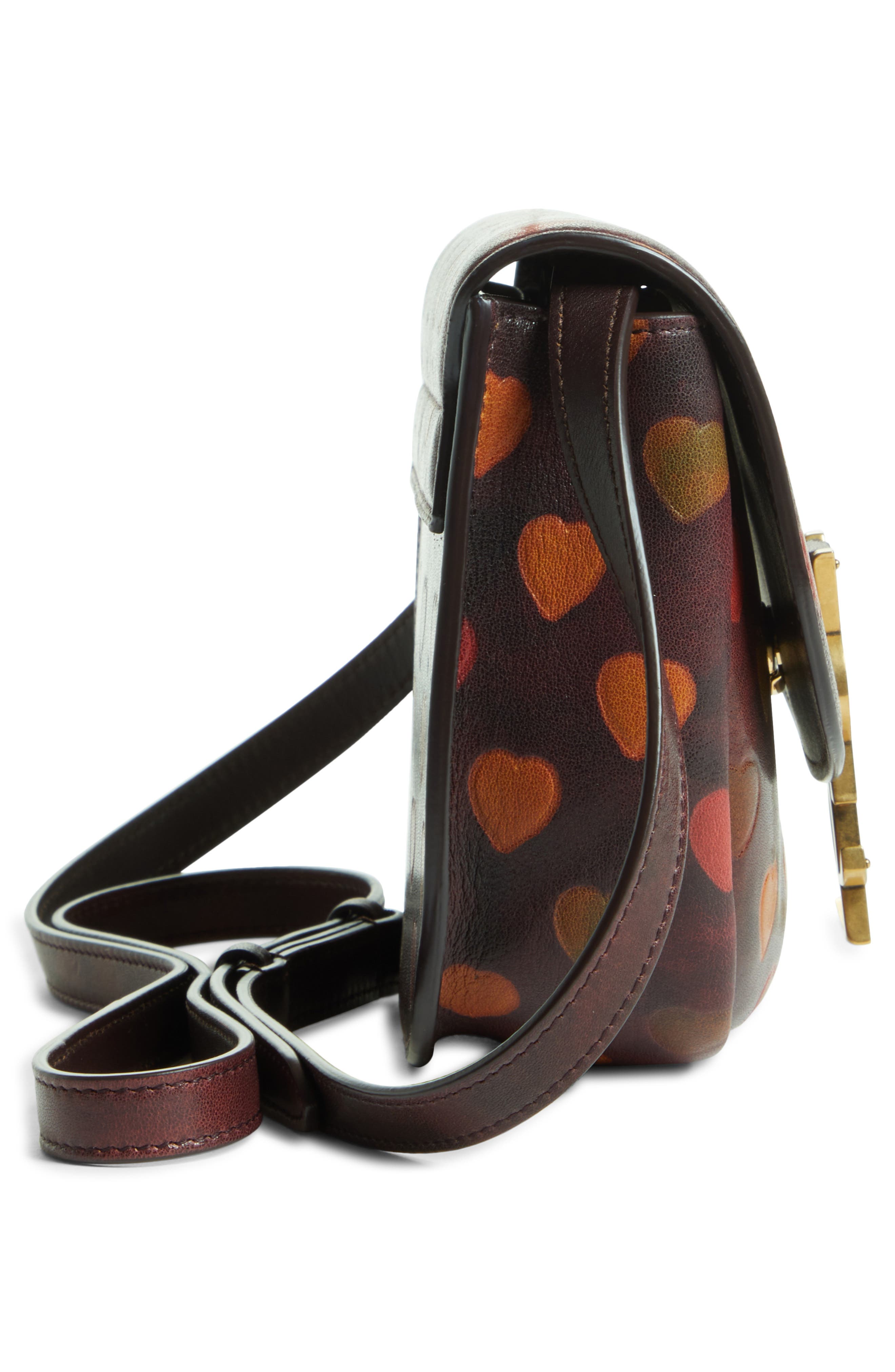 Saint Laurent Kaia Embossed Heart Leather Crossbody Bag, Alternate, color, 