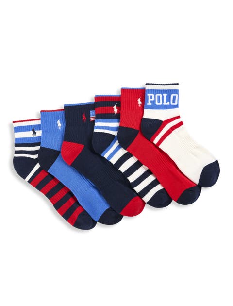Big & Tall 6-pk USA Quarter-Top Athletic Socks