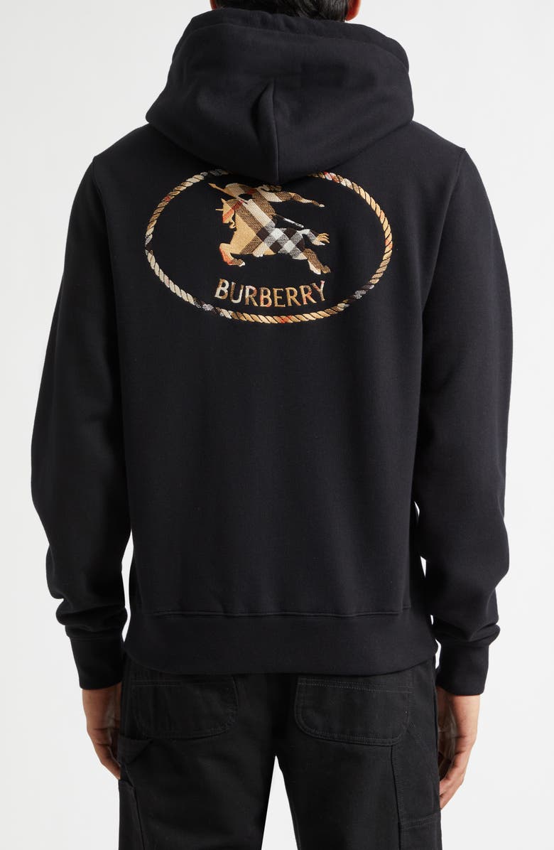 Burberry Scott Check EKD Stamp French Terry Hoodie, Alternate, color, Black