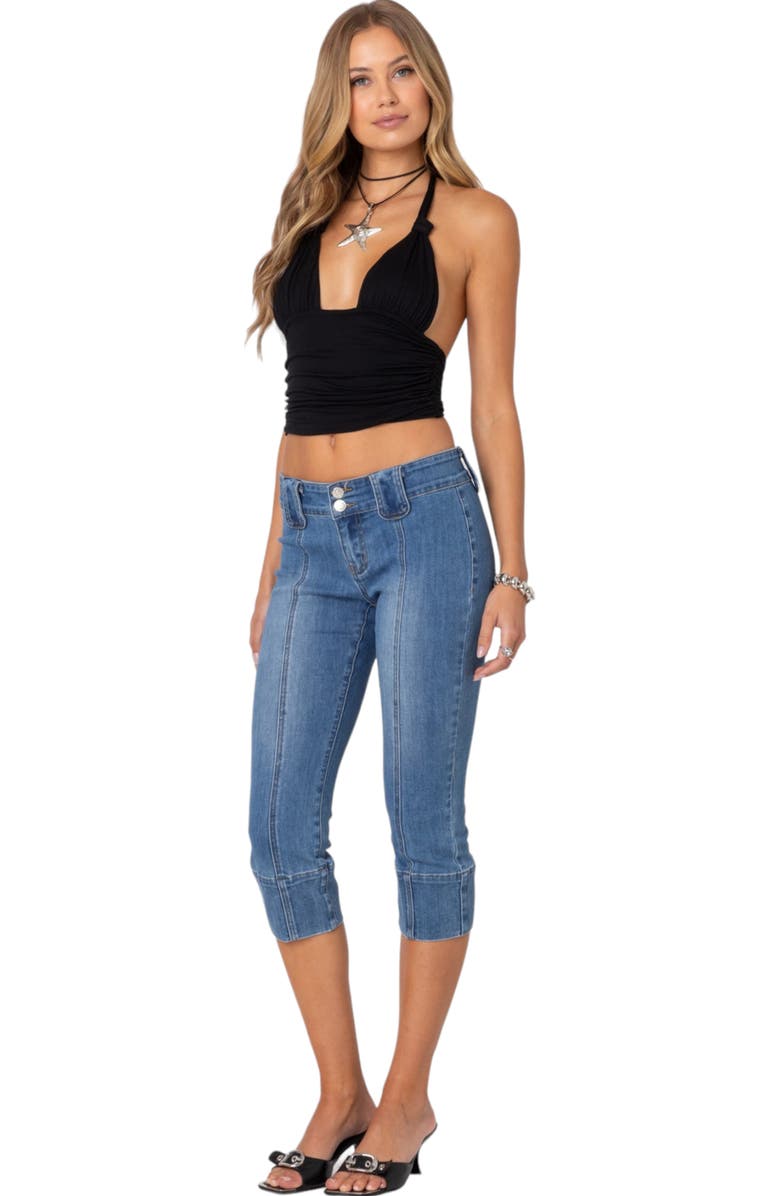 EDIKTED Lillie Knot Accent Halter Top, Alternate, color, Black