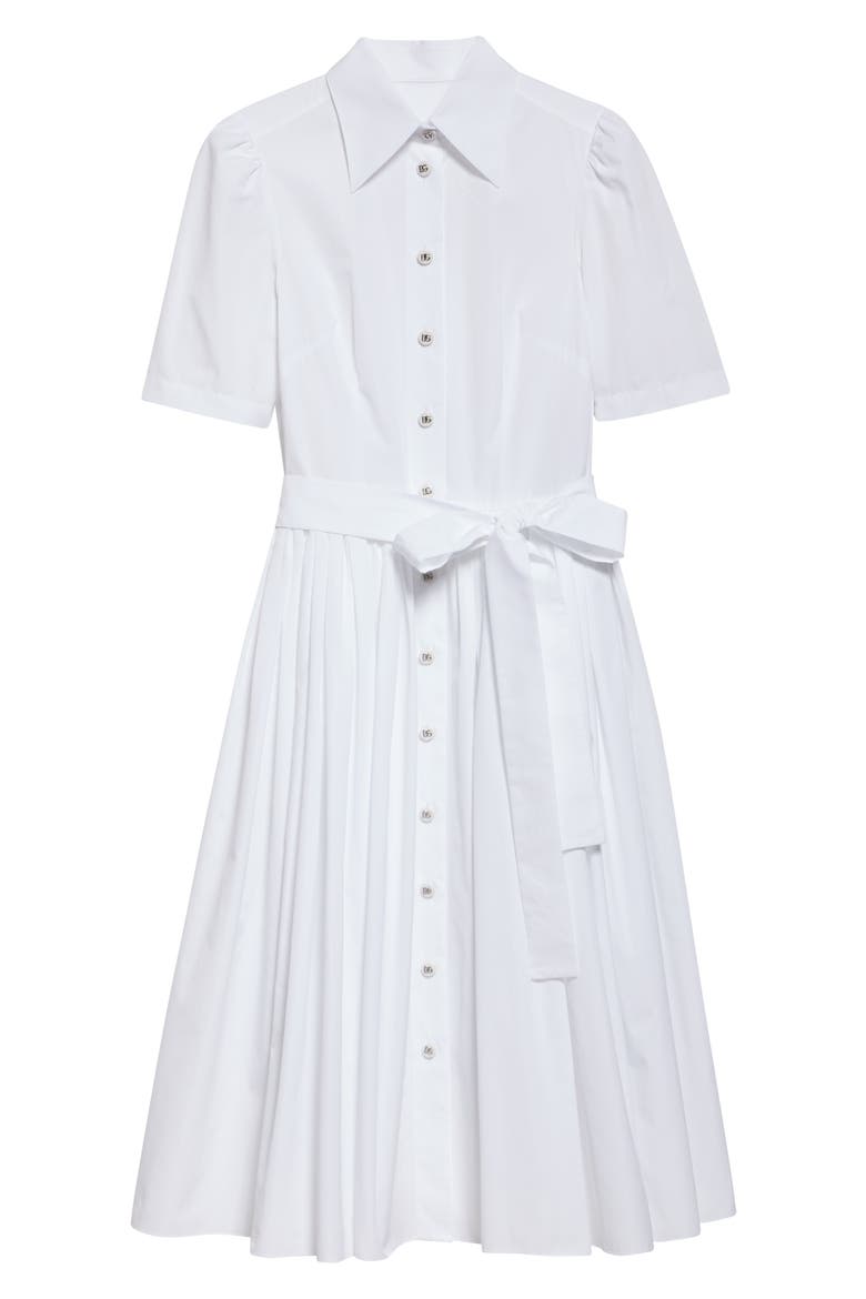Belted Cotton Poplin Shirtdress, Alternate, color, W0800 BIANCO OTTICO