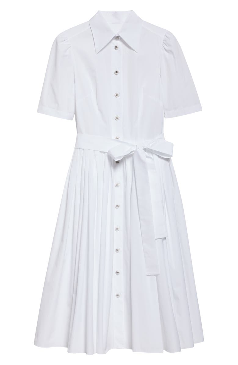 Dolce&Gabbana Belted Cotton Poplin Shirtdress, Alternate, color, W0800 Bianco Ottico