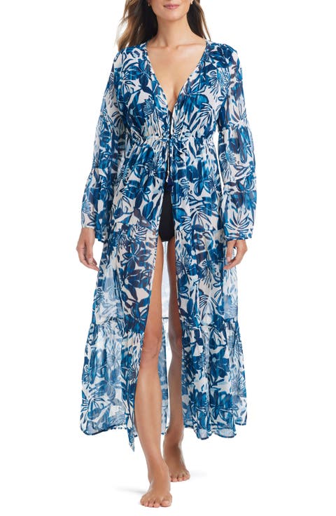 Print Long Sleeve Cover-Up Dress