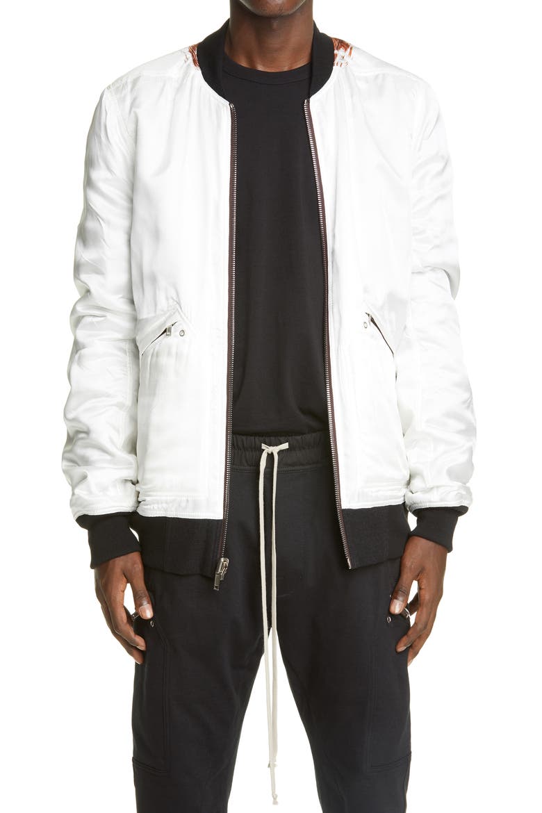 Reversible Cotton & Wool Bomber Jacket, Main, color, BLACK/ WHITE/ RUST