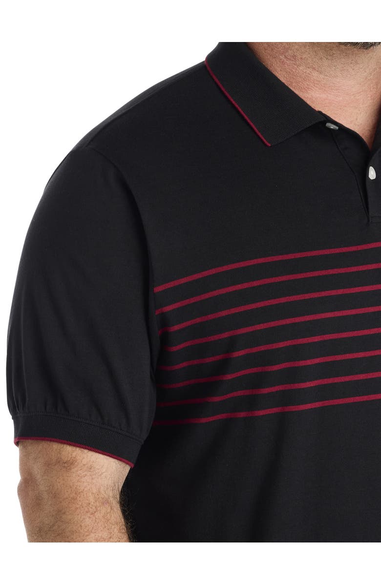 Harbor Bay by DXL Big & Tall Chest-Striped Polo Shirt V2, Alternate, color, Caviar